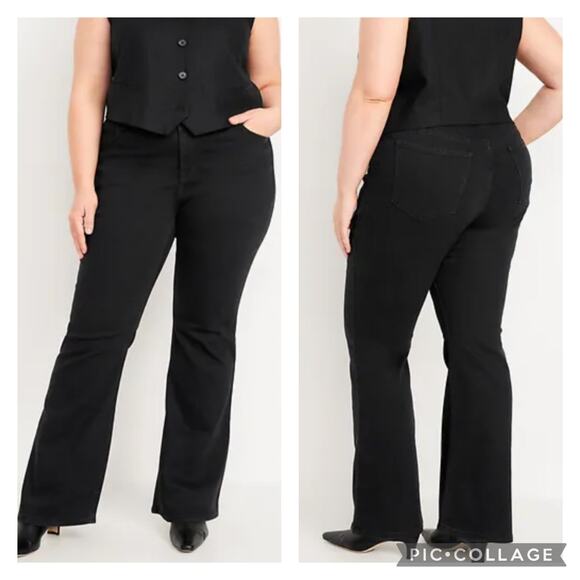 Old Navy Wow High Rise Flare Jeans Black Denim Plus Size 20 - Picture 1 of 6